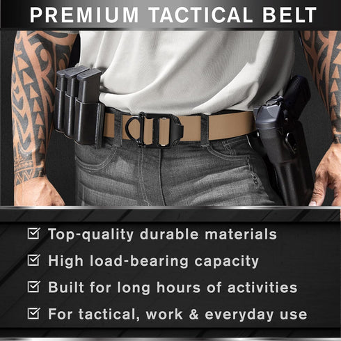TECEUM Tactical Belt – Coyote B4 S – Heavy-Duty Military, Work, Hiking,Rigger, Utility, EDC Men’s Belts – Quick-Release – Nylon Web...