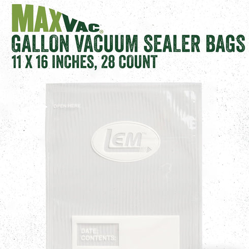 LEM Products MaxVac Gallon Vacuum Sealer Bags, 11 x 16 Inches, Compatible with Major Vacuum Sealer Brands, 28 Count...