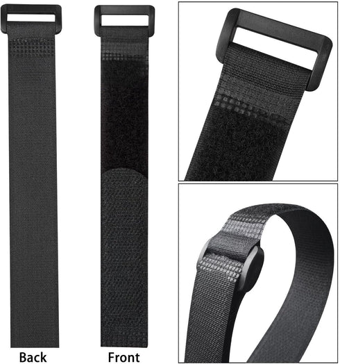 50-PCS Black Hook and Loop Reusable Fastening Cable Tie Down Straps- 0.8" x 8"...