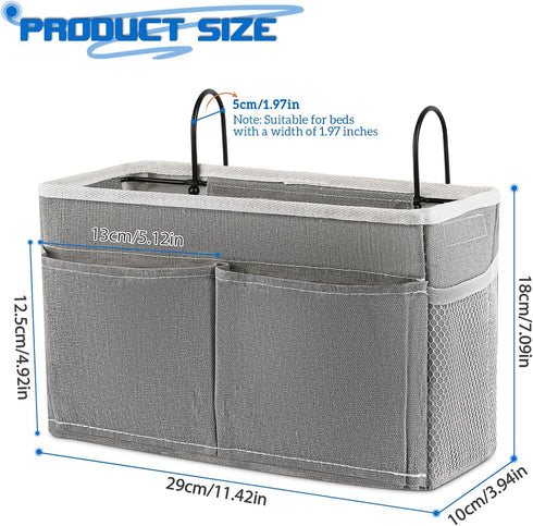 Bedside Caddy Bedside Hanging Storage Basket Bed Caddy for Headboards Bunk Dorm Rooms Crib Beds Rails Organizer (Grey)...