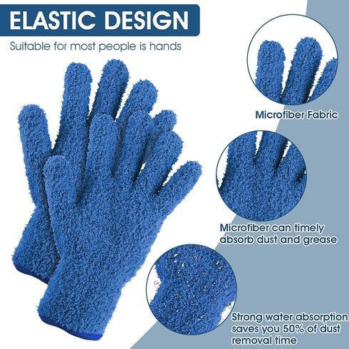 1 Pair Microfiber Dusting Gloves, Reusable Washable Cleaning Gloves Mittens for Plants House Cleaning Car Blinds Lamps and Small Hard to Reach Cor...