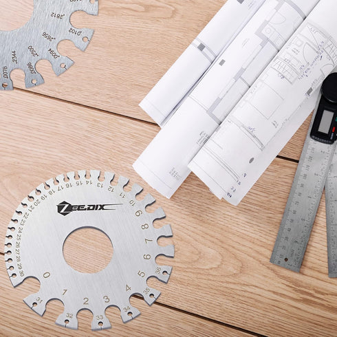 ZeeDix Standard Dual-Sided Round Wire Cable Sheet Gage- Stainless Steel Metal Wire Gage Measurement Tool Wire Measuring Ruler Diameter Tool...