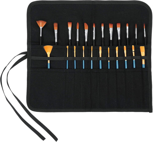 Denifiter 22 Pockets Waxed Canvas Roll-up Pencil Bag, Heavy Duty Portable Watercolor Oil Brush Canvas Pouch (Black)...
