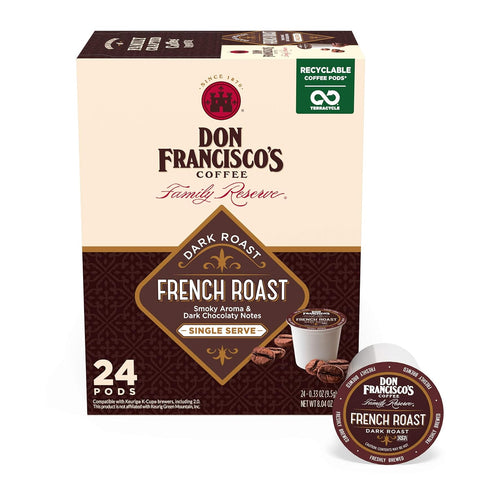 Don Francisco's French Dark Roast Coffee - 24 K-Cup Compatible Single-Serve Pods - Bold, Smoky Flavor with Chocolate Notes - 100% Arabica - Compat...