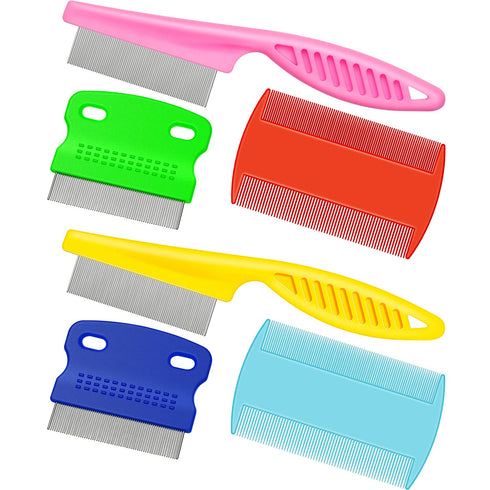 6 Pieces Pet Lice Combs Dog Grooming Flea Comb Cat Tear Stain Comb for Removal Dandruff, Hair Stain, Nit (Pink, Yellow, Dark Blue, Green, Blue, Or...