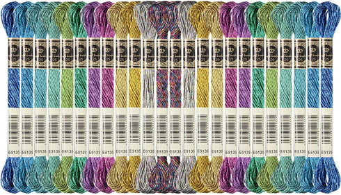 WILLBOND 24 Pcs Metallic Embroidery Floss Cotton Stitch Embroidery Thread Skein Threads Glitter Embroidery Thread Cross Stitch Thread for Friendsh...