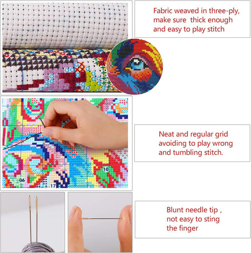 Stamped Cross Stitch Kits 11CT 3 Strands Full Range of Crossstitching Kits Preprinted Easy Patterns for Girls Crafts DMC Printed Cross-Stitch Kits...