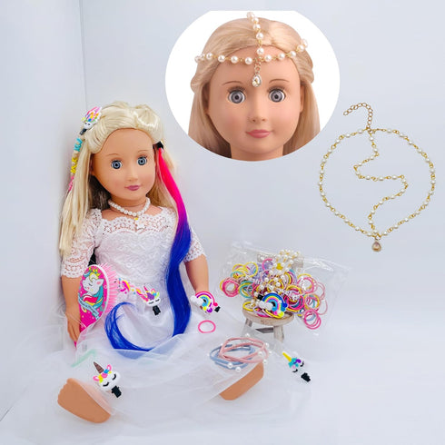 18 inch Doll Hair Accessories for American OG Girl Doll Hair Brush Rainbown Unicorn Kit Accessories Doll Hair Styling Head for Girls Gifts?No Doll...