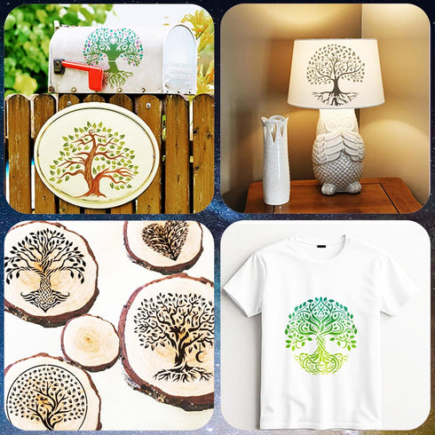 16 Pieces Tree of Life Stencils 6 Inch Reusable Stencils for Painting Small Tree Stencils Plastic Painting Stencils Tree Drawing Templates for Pai...