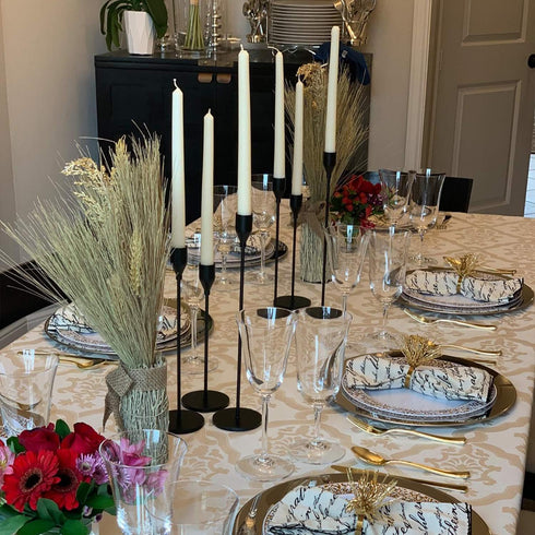 Candle Stick Holders Set of 3, Metal Taper Candle Stands Set Modern Elegant Decorative for Dinning Fireplace Wedding Party - Black...