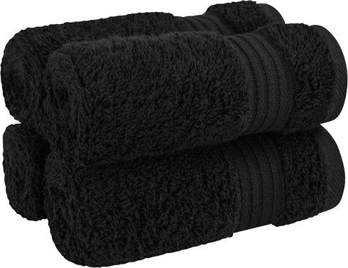 Cotton Paradise 100% Cotton Turkish Washcloth Set for Bathroom, 4 Piece Soft Absorbent Small Hand Face Towels Wash Rags, Black...