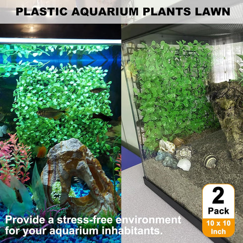 2 PCS Hermit Crab Climbing Toys Faux Grass Mat 10 x 10 Inch Fake Turf Hermit Crab Climbing Wall Square Plastic Aquarium Plants Lawn Hermit Crab Su...