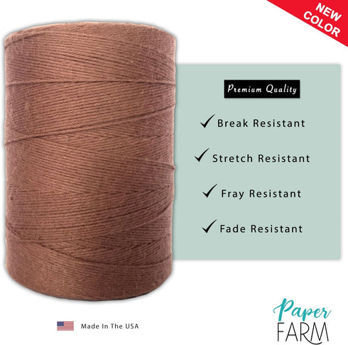100% Cotton Loom Warp Thread (Brown), 8/4 Warp Yarn (800 Yards), Perfect for Weaving: Carpet, Tapestry, Rug, Blanket or Pattern - Warping Thread f...