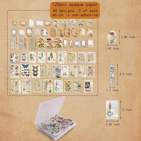 200Pcs Vintage Scrapbook Stickers, Aesthetic Junk Journal Stamping Supplies Kit, Scrapbooking Ephemera Washi Paper for Bullet Journaling Planners ...
