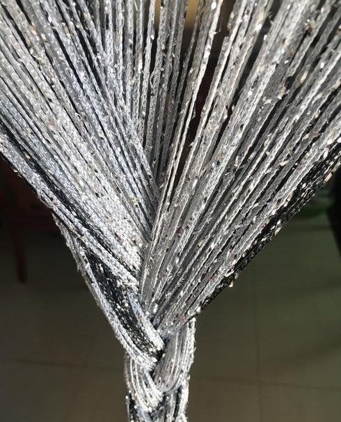 1x2 M Door String Curtain Rare Flat Thread Fringe Window Panel Room Divider Cute Strip Tassel for Wedding Coffee House Restaurant Parts (Black & G...
