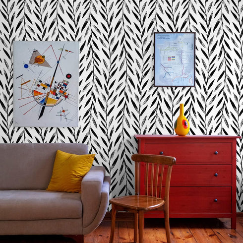 Wudnaye Black and White Peel and Stick Wallpaper Leaf Contact Paper 17.7 inch × 118.1 inch Black and White Contact Paper Peel and Stick Wallpaper ...