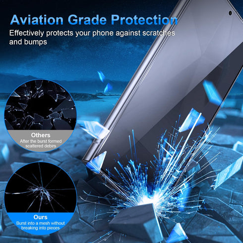 [2+2 2 Pack Privacy Screen Protector for Samsung Galaxy S24 Ultra with 2 Pack Camera Lens Protector, Fingerprint Support Private Tempered Glass Sc...