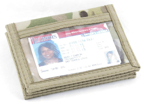 Dual Sided ID Holder. Minimalist Front Pocket. Purse Wallet. Slim. Hook n Loop. USA Made (Multi-Cam)...