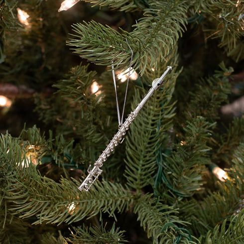 Silver Flute Musical Instrument Christmas Tree Ornament Decoration Music Band...