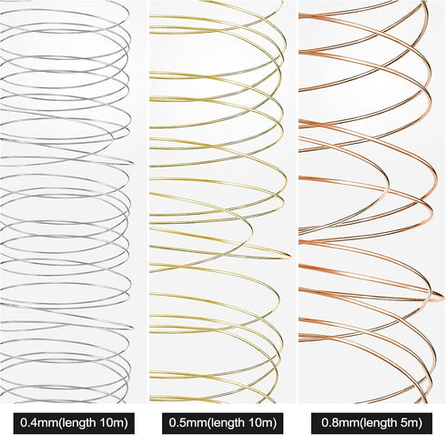 Flutesan 9 Rolls Jewelry Wire for Jewelry Making 20, 24, 26 Gauge Tarnish Resistant Jewelry Beading Wire for Jewelry Supplies and Crafts Copper Wi...