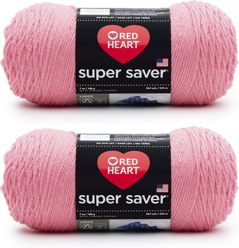 Bulk Buy: Red Heart Super Saver (2-Pack) (Perfect Pink, 7 oz Each Skein)...