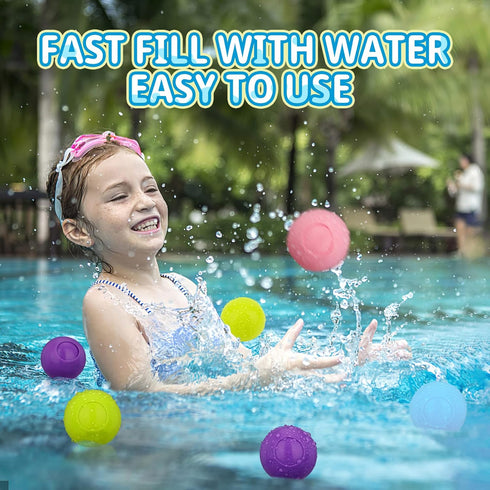12 Pack Reusable Water Balloons for Kids Adults, Coloful Quick Fill Water Balls Self Sealing Bombs Splash Ball, Summer Outdoor Water Fight Toy, Ba...