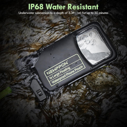 newppon Floating Large Waterproof Phone Pouch : 4 Pack Float Clear Cell Holder Protector with Lanyard - Universal floatable Water Proof Dry Bag fo...