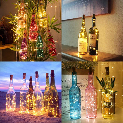 Aluan Wine Bottle Lights with Cork, 12 LED 10 Pack Fairy / String Lights Waterproof Battery Operated for Jar Party Wedding Christmas Festival Bar ...