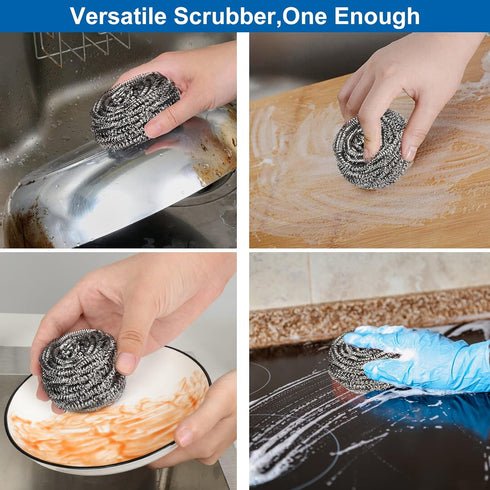 6 Pack Stainless Steel Scrubber, Steel Wool Srubber for Scouring Stubborn Messes from Pots and Pans, Stoves,Broiler Racks,Grills and More...