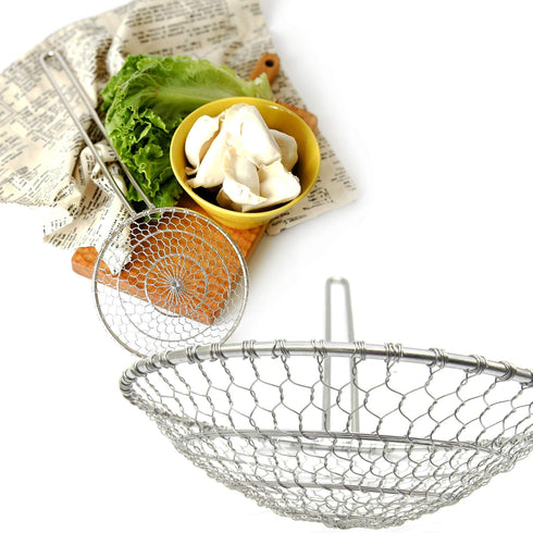Hicook Stainless Steel Kitchen Spider Strainer Skimmer Ladle Food Dumpling Noodle Strainer for Pasta Spaghetti Noodles and Frying, 7 inches...