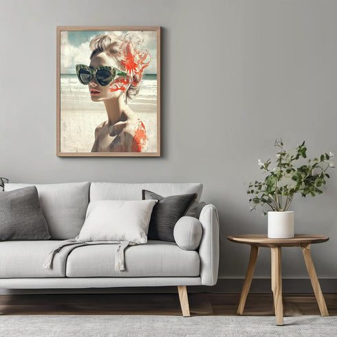 Posterizer 1 pcs-glam woman with red lipstick and oversized sunglasses-retro print -1-Retro Art-Photography Art- Gift for Women, Fashionistas, Des...