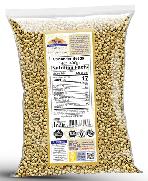 Rani Coriander (Dhania) Seeds Whole, Indian Spice 14oz (400g) ~ All Natural | Gluten Friendly | NON-GMO | Vegan | Indian Origin...