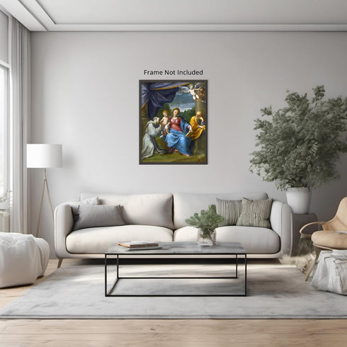 Posterizer 1 pcs-Holy Family with Saint Francis painting poster-Religious Posters-Gifts for Christians -Decor for Church, Sunday School Classroom-...