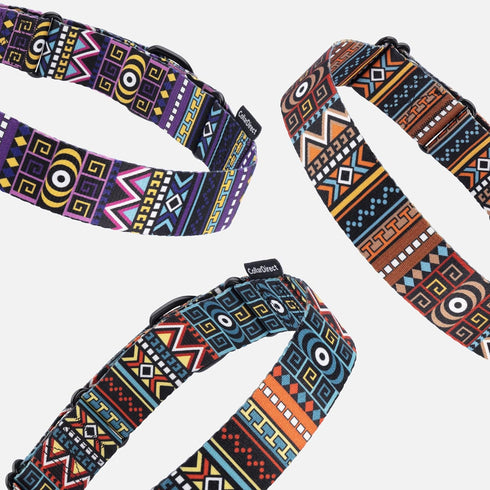 CollarDirect Martingale Collars for Dogs Heavy Duty Tribal Pattern Adjustable Soft Safety Training Nylon Wide Pet Collar Medium Large (Pattern 3, ...