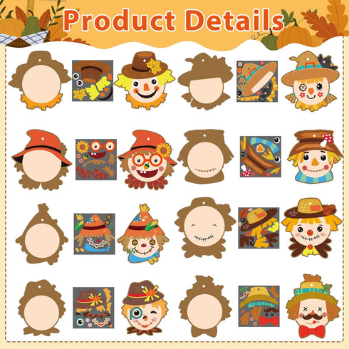 BeYumi 40Pcs Fall Scarecrow Head Craft Kit DIY Scarecrow Craft Autumn Thanksgiving Art Craft Make Your Own Scarecrow Head Set Home Classroom Game ...