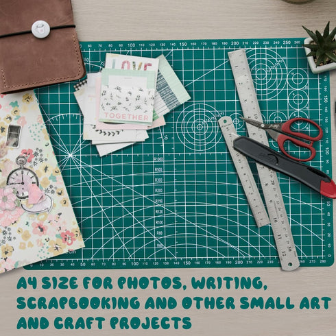 Self Healing Cutting Mat, A4 Self Healing Sewing Mat, Double Sided Quilting Craft Cutting Board for Hobby, Green Fabric Cutting Mat for Craft Art ...