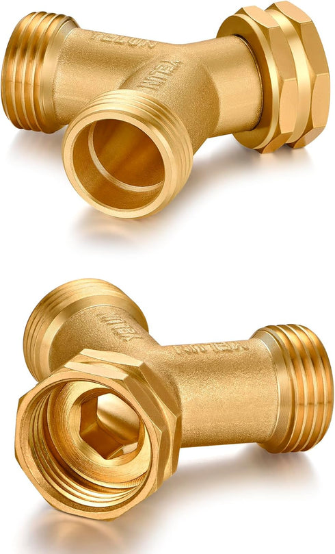 Garden Hose Splitter,2 Way Connector Heavy Duty Brass, Garden Faucet,Splitter for Outdoor Faucet, Hose y Splitter, Hose Bib Splitter (2 SET)...