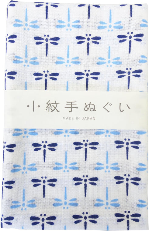 Japanese Traditional Towel Tenugui Small Pattern?Blue-Dragonfly...
