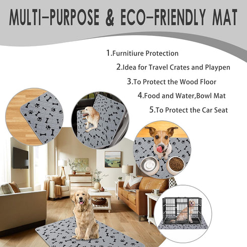 Dog Crate Pee Pads - Wahable Dog Rugs Non-Slip Puppy Pads for Small Dogs, Water Absorb Training Pads (2030 gray)...