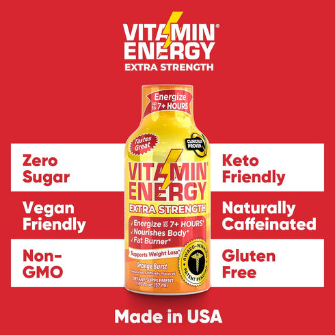Vitamin Energy Extra Strength Energy Drink Shots | Natural Nutrients to Energize & Support Immune System | Sugar & Carb-Free | Immunity Formula | ...