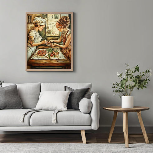 Posterizer 1 pcs-cute couple's cooking class on Valentine's day-Romantic Art-Holiday Poster Collection-Gift for Couples boyfriend girlfriend Husba...