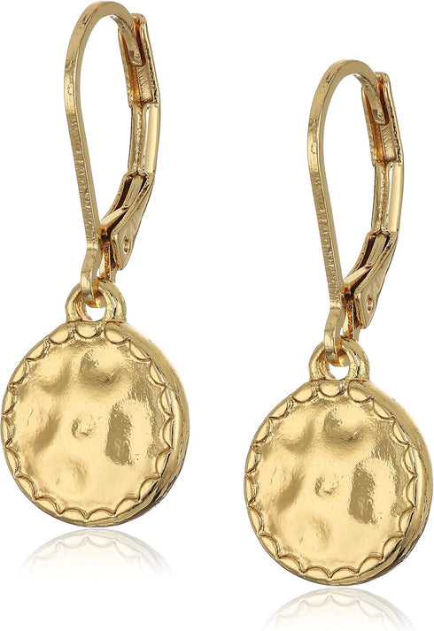 Napier Classics Goldtone Hammered Disk Drop Earrings...