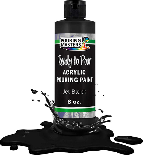 POURING MASTERS Jet Black Acrylic Ready to Pour Pouring Paint - Premium 8-Ounce Pre-Mixed Water-Based - for Canvas, Wood, Paper, Crafts, Tile, Roc...