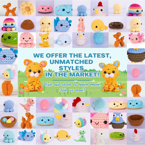 Crochet Kit for Beginners, Beginner Crochet Kit for Adults with Step-by-Step Video Tutorials, DIY Crochet Animal Kits Kids Knitting Supplies, 2 Pa...