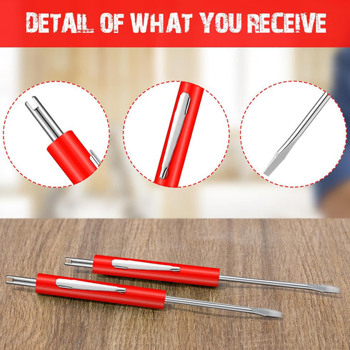 20 Pcs Pocket Screwdriver Double End Mini Screwdriver Set Dual-use Valve Core Removal Tool with Clips Slotted Screwdriver for Ring Doorbell Electr...
