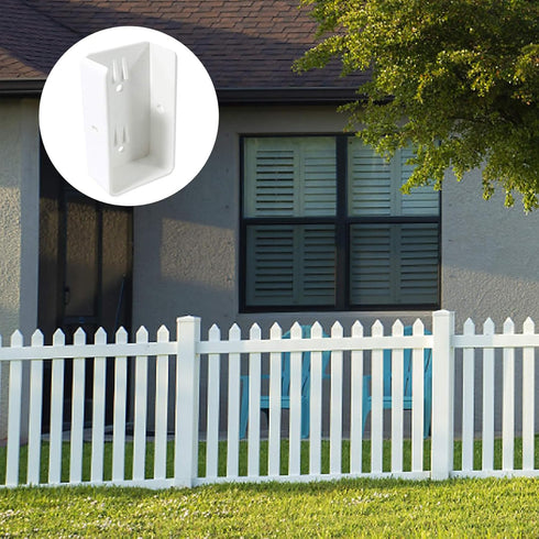 2PCS 2" x 3.5" Vinyl Fence Brackets, Rail Mount Bracket, Vinyl Fence Parts, Screws Included, White...