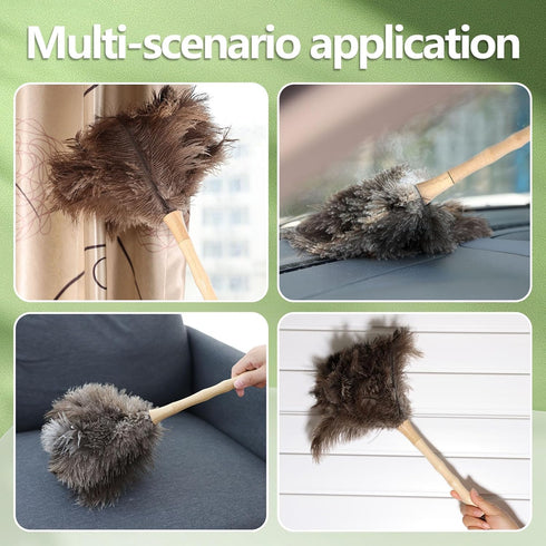 Ostrich Feather Duster, 16-Inch, 2-Pack, Reusable Design for Effortless Cleaning of Delicate Items, Antiques, Electronics, and More – Ideal for Ho...