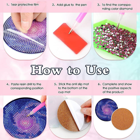 Uniqcasa Diamond Painting Coasters 6 pcs Nebula and Galaxy Diamond Art Painting Coasters Kits with Holder,DIY Diamond Coaster Art Crafts Supplies ...