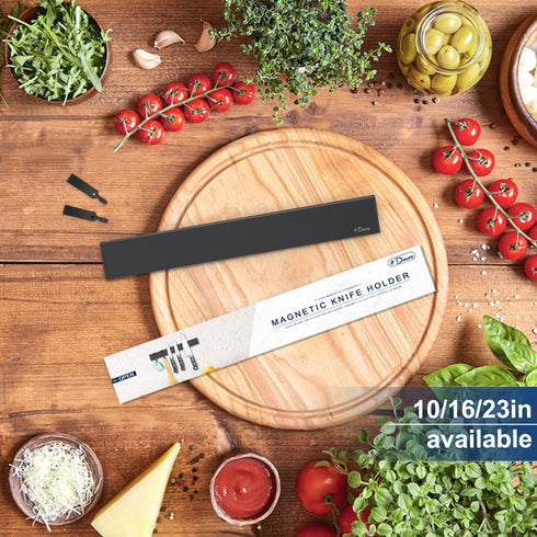 magnetic knife holder for wall—with 2 hooks, No Drilling 10 Inch black knife magnetic strip, Powerful knife magnet rack, include Adhesive Tape and...