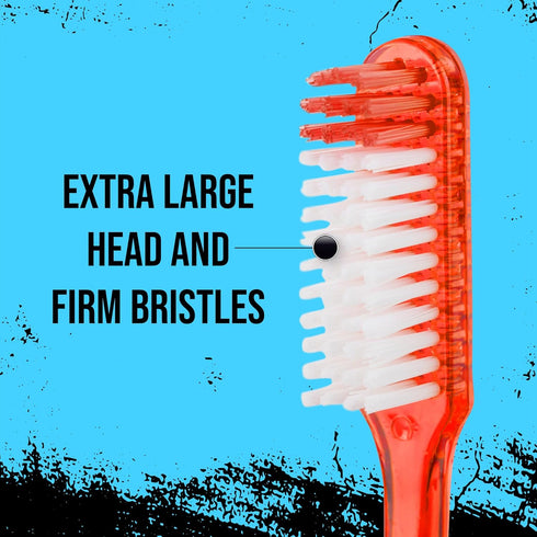Extra Firm Toothbrush Set for Adults or Smokers Travel Toothbrush Kit, Hard Multicolor Denture Brush, Large Head, Manual Travel Toothbrush Hard Br...